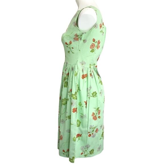 Vintage Carol Rodgers Junior Green Floral 2 Piece Dress With Bolero Jacket Set - Picture 6 of 16